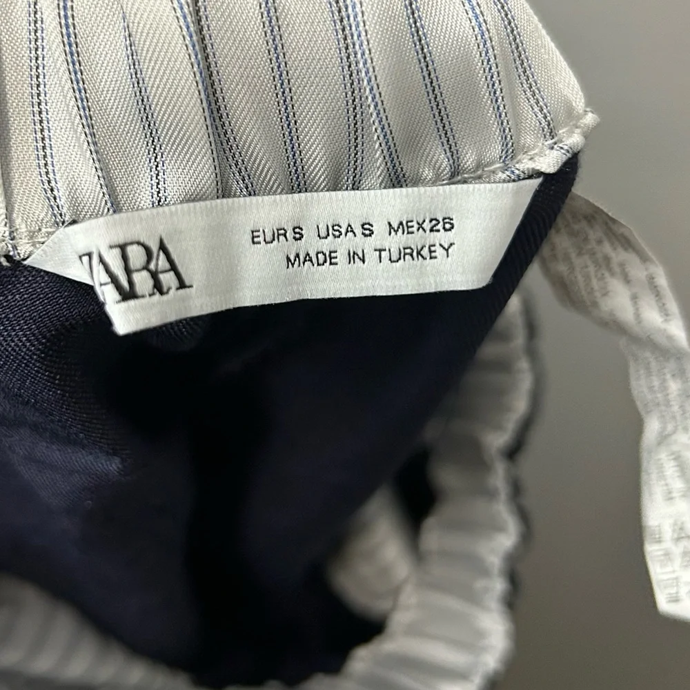 Zara Navy Linen/Viscose Blend Pants Size Small - Picture 4 of 5
